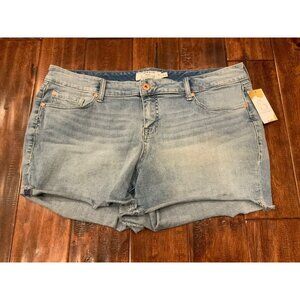 Torrid Light Wash Raw Hem Blue Jean Shorts, Size 18